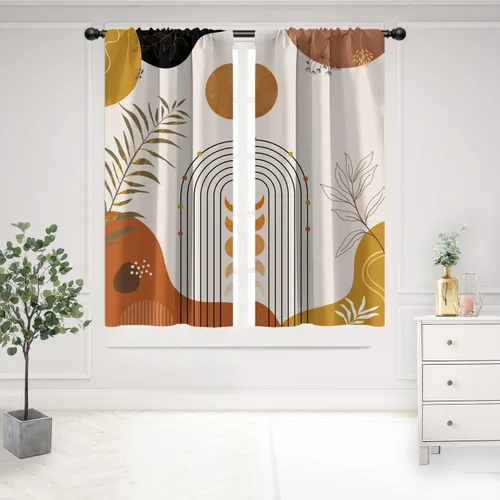 Vista 10 de Cortinas de cocina de estilo granja occidental con bolsillo para cortinero, pequeñas y cortas, estilo café rústico, cabaña, puerta de granero