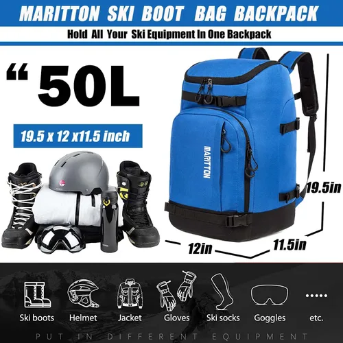 Vista 3 de Bolsa para botas de esquí - Mochila de viaje para botas de snowboard y esquí, casco, gafas, guantes, accesorios
