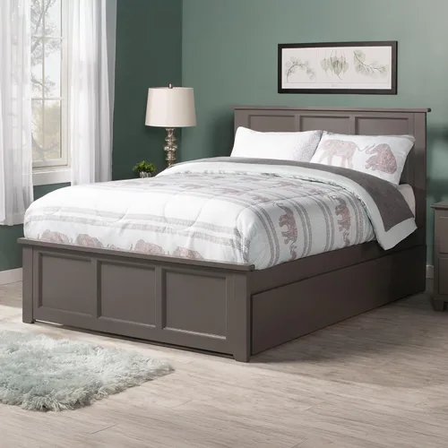 Vista 4 de AFI, Madison - Cama de plataforma Queen con estribo a juego y cama corrediza individual XL, color gris
