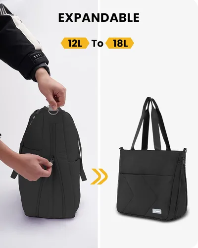 Vista 3 de Bolsa de mano para mujer con cremallera, bolsa de mano grande acolchada de 14 pulgadas para laptop con funda para carrito