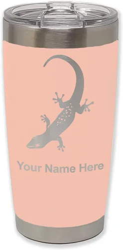 Vista 29 de LaserGram 20oz Vacuum Insulated Tumbler Mug, Gecko, Personalized Engraving Included (Black)