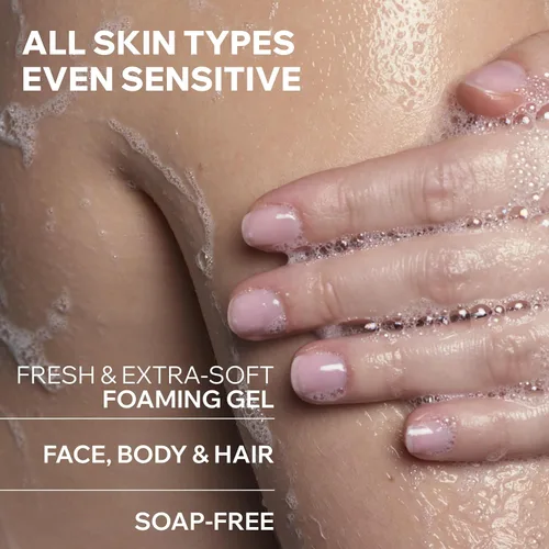 Vista 3 de Uriage Extra-rich Dermatological Face & Body Wash for Sensitive Skin, Preserves the Hydrolipidic Film of the Skin, Fresh Foaming Body Cleanser