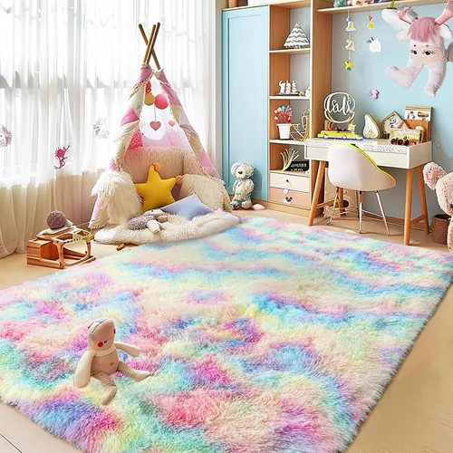 Vista 53 de Alfombras lanudas para dormitorio, sala de estar, dormitorio universitario, habitación de niños, decoración, alfombra suave y moderna