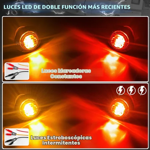 Vista 2 de PSEQT Flash estroboscópico de 3/4 pulgadas + luces de marcador constante, luces LED de doble función, luces redondas de separación lateral traseras