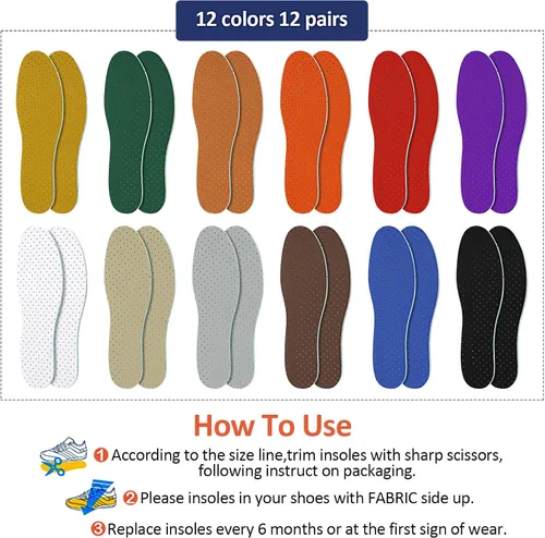 Vista 3 de Haysandy 12 pares de plantillas de zapatos para mujer, plantillas de látex delgadas y transpirables con agujeros, amortiguación ultra suave