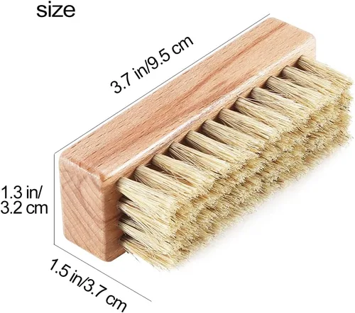 Vista 5 de Cepillos limpiadores de zapatos deportivos, cepillo de limpieza de madera con cerdas de jabalí, limpia la suciedad y la suciedad de los zapatos