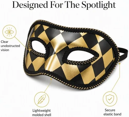 Vista 3 de Crown Display Masquerade Mask, Costume Half Face Masks for Women & Men