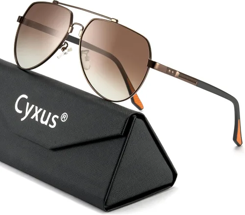 Vista 8 de Cyxus Aviator Polarized Sunglasses Men Women,Metal Frame Spring Temples Vintage Retro Style Beach Driving 1048