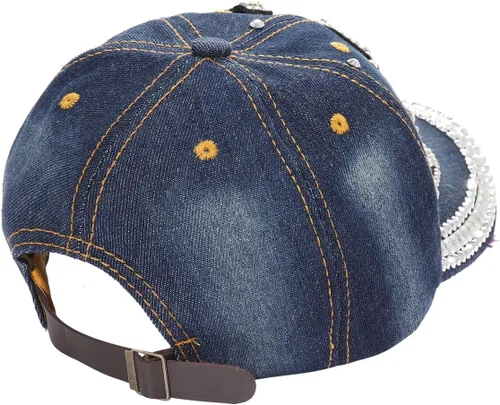 Vista 6 de Zoolaropy Gorra de béisbol para mujer hombre brillante VIP USA con tachuelas de cristal ajustable