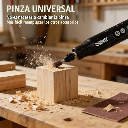Vista 5 de Herramienta giratoria inalámbrica, kit de amoladora de pantalla Sreen de 6 velocidades con pinza universal y luz LED frontal, 68 accesorios