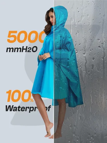 Vista 3 de SaphiRose - Poncho de lluvia unisex impermeable con capucha para mujeres adultas con bolsillos