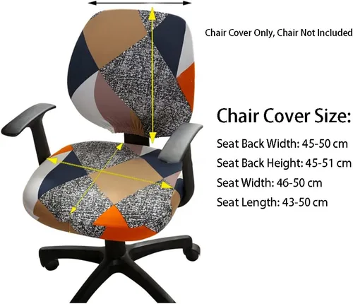 Vista 6 de LINGXIYA Funda de asiento elástica dividida, fundas para silla de computadora de oficina, funda de silla giratoria impresa, fundas protectoras B