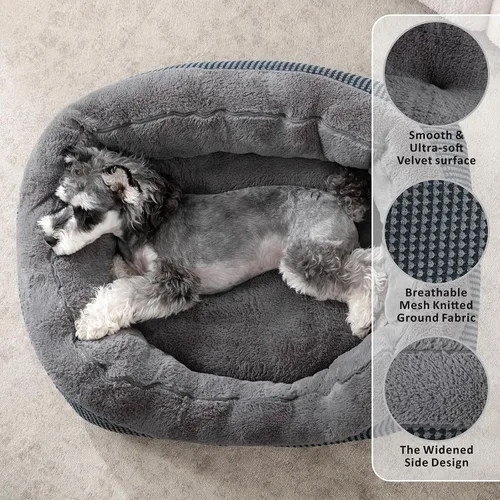 Vista 2 de Invenho - Camas para perros pequeños y medianos lavables, ortopédicas, calmantes, autocalentamiento, suaves, duraderas, con fondo antideslizante