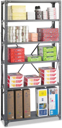 Vista 5 de Safco Productos 6268 Kit de estantes comerciales 36 pulgadas de ancho x 12 pulgadas de profundidad x 72 pulgadas de alto con 6 estantes, gris