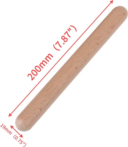 Vista 2 de 2 pares de palos de ritmo de instrumentos de percusión musical, 7.874 in, palos de madera dura natural