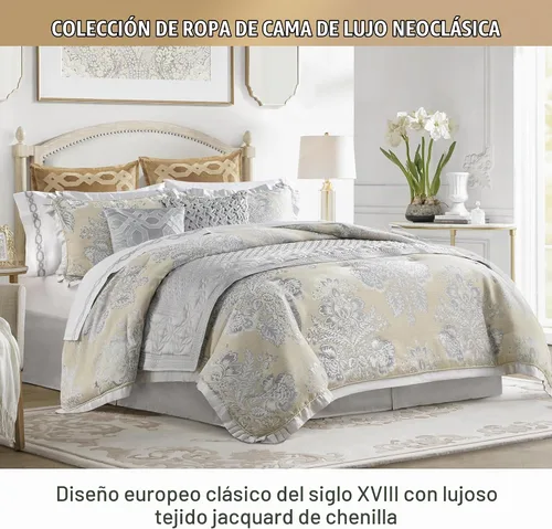 Vista 2 de Croscill Classics Loretta - Juego de edredón jacquard, tamaño King, 4