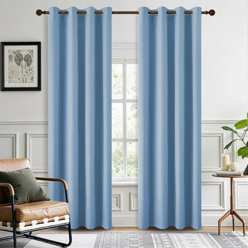 Vista 13 de DONREN Cortinas opacas completas para dormitorio, aislamiento térmico y reducción de ruido, cortinas de lino con ojales para sala de estar y Negro