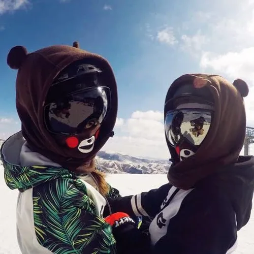 Vista 4 de Lindo animal esquí pasamontañas felpa snowboard máscara invierno deportes nieve accesorios sombrero Kawaii snowboard