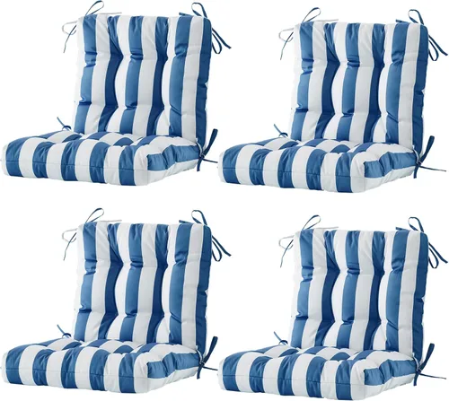 Vista 18 de BLISSWALK Cojines para sillas de exterior, 40 x 20 x 4 pulgadas, cojín de mimbre grueso con respaldo bajo y lazos para muebles de patio, floral