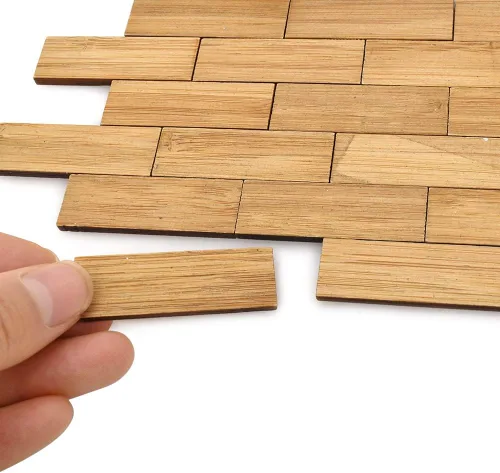 Vista 13 de iLAND Pisos barnizados para casas de muñecas a escala 1:12, tablas de piso de bambú para casas de muñecas (96 piezas hexagonales)