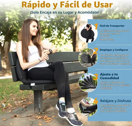 Vista 3 de Alpcour Asiento plegable para estadio – Silla de lujo reclinable impermeable para campamento al aire libre para gradas – Los mejores asientos de 6