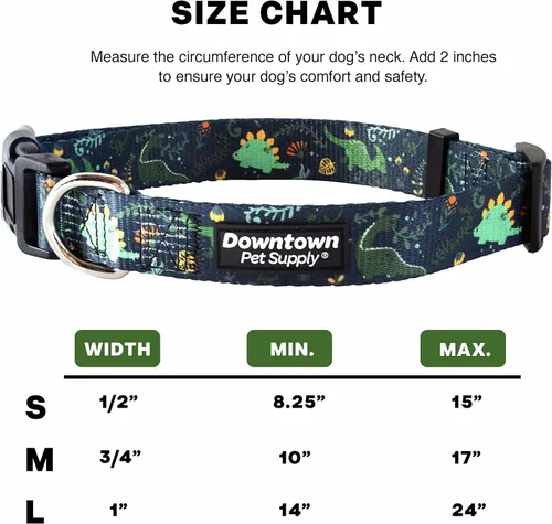 Vista 5 de Downtown Pet Supply - Collar de perro mejor, lindo y elegante - Collar de perro ligero ajustable con hebilla rápida y anillo en D - Apto para lavado
