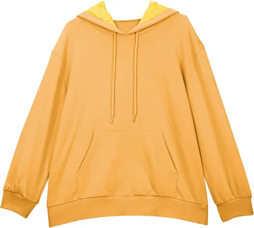 Vista 2 de Sudadera con capucha de satén para mujer, casual, de manga larga, de satén, sin botones, sudadera con capucha