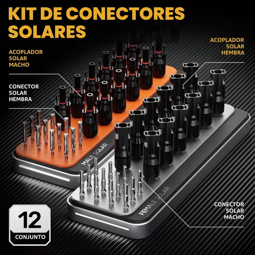 Vista 4 de Kit de herramientas de crimpado de conector solar SOMELINE, crimpador de 14-10 AWG para cables de panel solar, kit de herramientas con 12 pares
