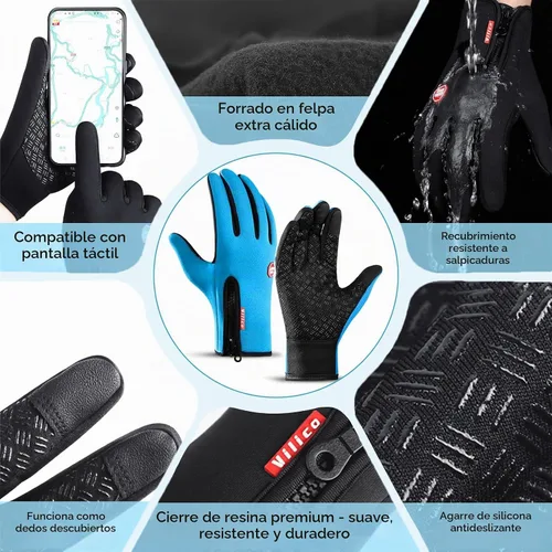 Vista 3 de Guantes térmicos de invierno aislados con compatibilidad con pantalla táctil, diseño impermeable para deportes al aire libre