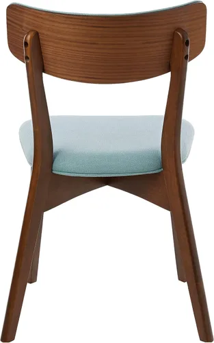 Vista 6 de Christopher Knight Home Abrielle - Sillas de comedor de tela moderna de mediados de siglo con marco de madera de caucho con acabado de nogal menta