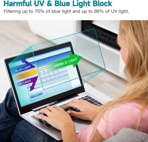 Vista 2 de Paquete de 2 protectores de pantalla antiluz azul de 16 pulgadas para Lenovo/Dell/HP/ASUS/LG, reduce la fatiga ocular, antirreflejos, bloqueo de luz