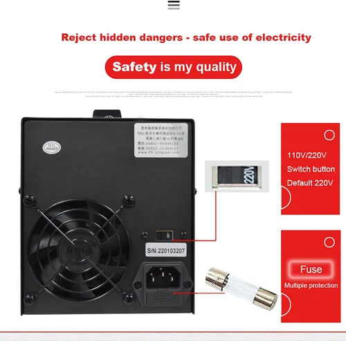 Vista 6 de Fuente de alimentación de CC variable, fuente de alimentación de banco de CC regulada de conmutación ajustable de 30 V 10 A con pantalla