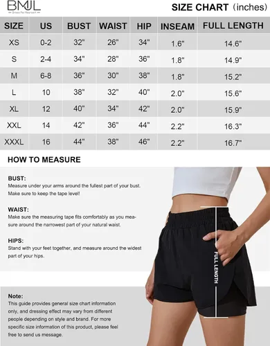 Vista 6 de BMJL Pantalones cortos de correr para mujer, cintura elástica, cintura alta, bolsillos, pantalones cortos deportivos para entrenamiento, gimnasio
