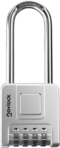 Vista 10 de Candado de Combinación de Grillete Largo de 2.76 Pulgadas para Exteriores e Interiores Resistente, Resistente a la Intemperie, Seguridad de 4