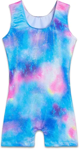 Vista 2 de TENVDA Gymnastics Leotards for Girls 2-12 Years Old Sparkly Multicolor Kids Tumbling Biketards Unitard