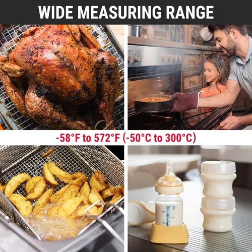 Vista 6 de TempPro TP03B Digital Meat Thermometer for Cooking, Instant Read Thermometer with Backlight, Kitchen Food Thermometer for Grill Smoker BBQ Oil Deep