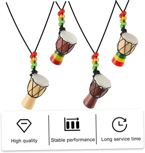 Vista 3 de SUPVOX Elegante collar africano con cuentas africanas de cadena de tambor para mujer, arte hecho a mano