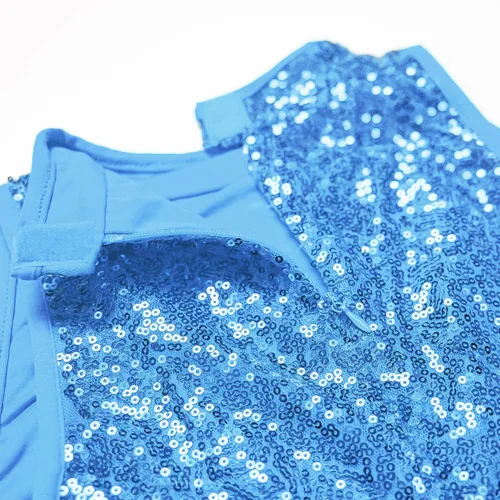 Vista 7 de LOLANTA Vestido de baile de lentejuelas para niñas de 4 a 12 años, traje de baile de hip hop, sin mangas y pantalones cortos