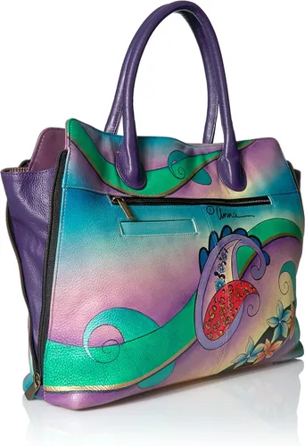 Vista 3 de Anna by Anuschka Hand-Painted Original Artwork, Genuine Leather - Large Expandable Tote