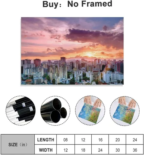 Vista 2 de Caracas Venezuela - Póster en lienzo de paisaje urbano con puesta de sol y puesta de sol, decoración de dormitorio, paisaje deportivo, oficina