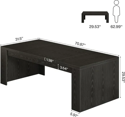 Vista 2 de Tribesigns Escritorio de madera para computadora de 70.9 pulgadas