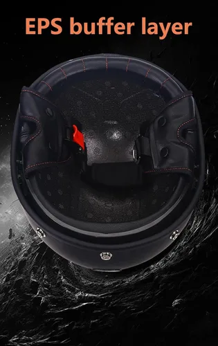Vista 4 de Casco de cara abierta con Bluetooth para hombres y mujeres, casco retro de estilo alemán con diseño de calavera, visera con gafas, casco de media