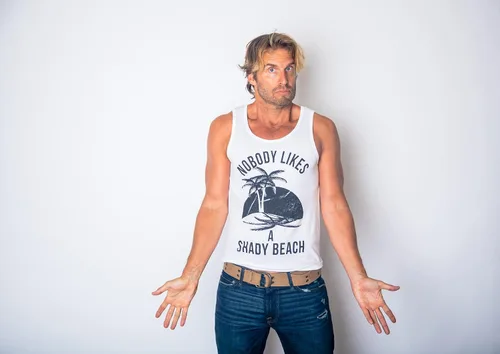 Vista 6 de Camiseta sin mangas para hombre, diseño de playa, divertida, sin mangas, para gimnasio, entrenamiento, fitness, Blanco