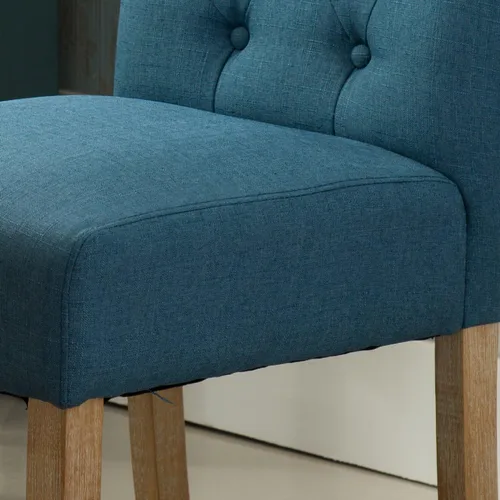 Vista 10 de Roundhill Furniture - Silla de comedor parsons de madera maciza costumbrista y tapizado estilo capitoné (juego de 2), azul