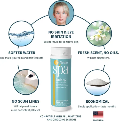 Vista 2 de ProTeam Gentle Spa - Suavizante y acondicionador de agua para bañera de hidromasaje, suaviza el agua dura, previene las líneas de espuma