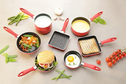 Vista 4 de Tescoma 594004 Presto Mini Grill Pan, Rojo