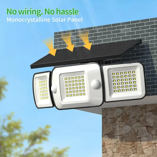 Vista 2 de intelamp Luces de Inundación Solares para Exteriores Impermeables, 6000 mAh, 1200 lúmenes, funciona con energía solar, doble sensor de movimiento