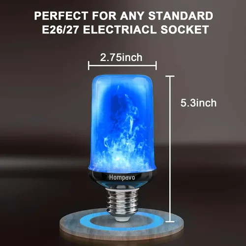 Vista 6 de Hompavo 【Actualizadas】Bombillas LED de llama, 4 modos de bombillas parpadeantes con efecto invertido, bombilla de llama E26 para Halloween, Navidad