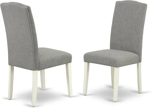 Vista 4 de East West Furniture ANEN3-LWH-06 - Juego de mesa de cocina de 3 piezas contiene una mesa de comedor redonda con pedestal y 2 sillas de comedor