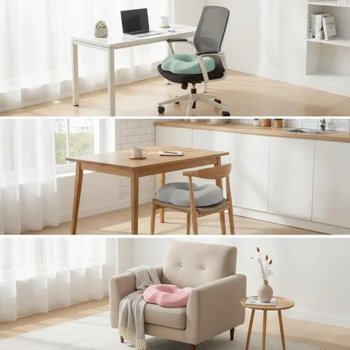 Vista 5 de Chair Seat Cushion with Non-Slip Bottom pressures-Relieving Tailbone Relief Cushion Ergonomic Chair Pad for Home Office, Reading Areas, Light Gray